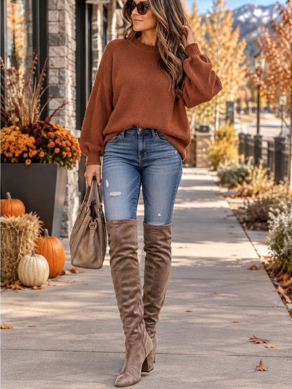 Catherine Malandrino Taupe Faux Suede Over Knee Boots Size 8